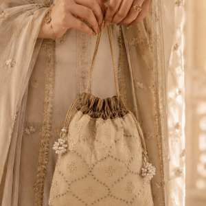 Pure Georgette Mukaish work Potli - Image 1