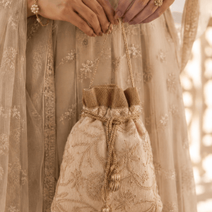 Pure Matka Silk Chikankari Potli - Image 1