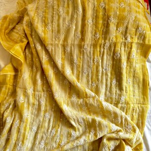 handmade shibori chikankari kurta piece-chikankari shibori kurta piece