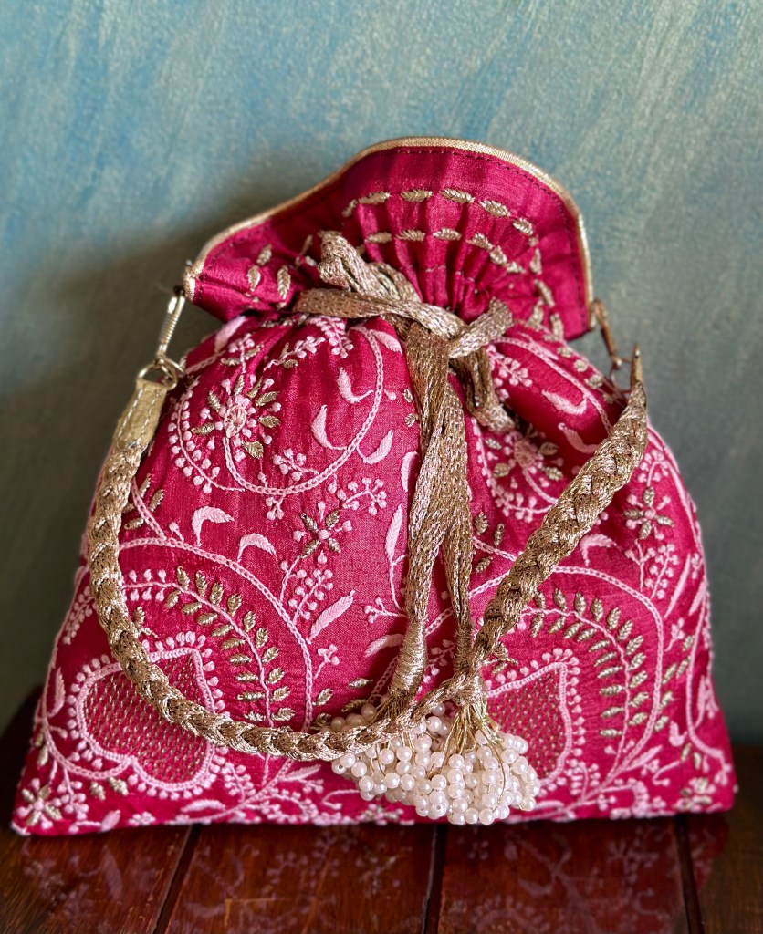 Red Tussar Silk Potli