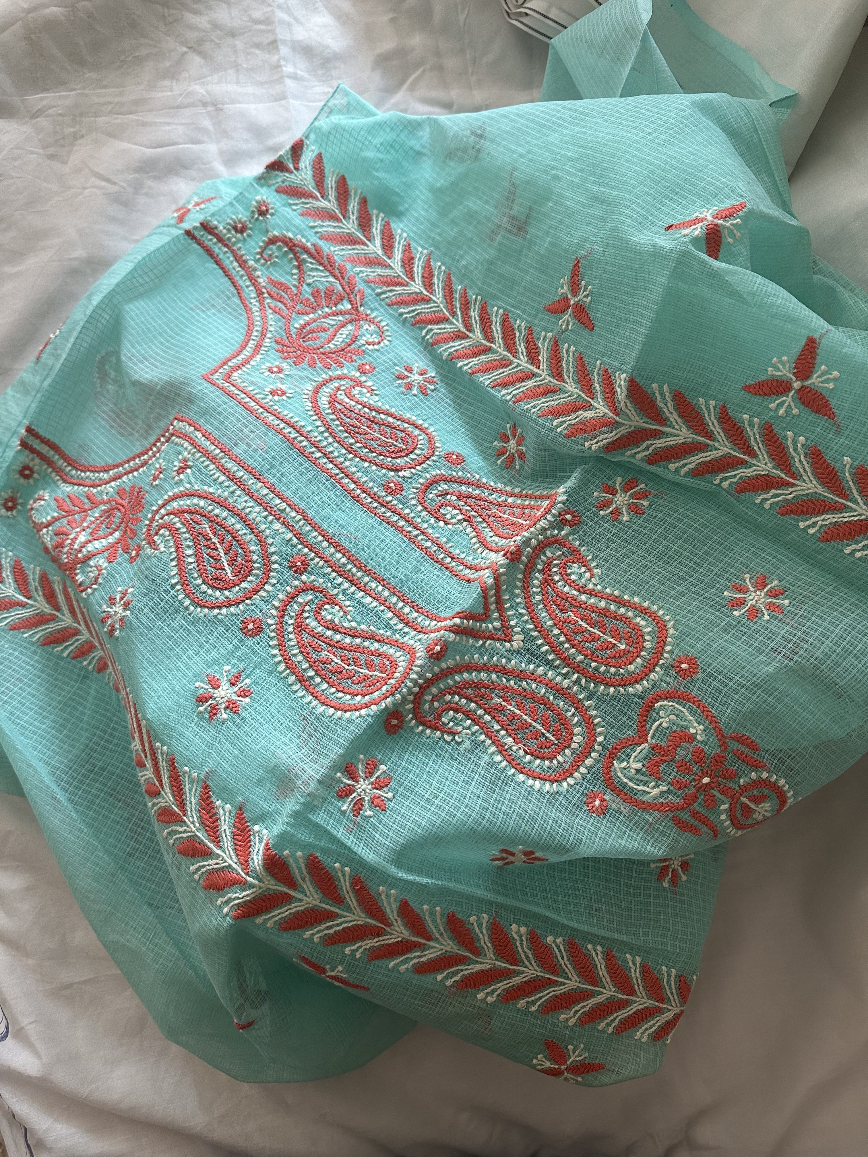 chikankari kurta piece-kota doria kurta piece