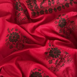 Ruby Red Chanderi Chikankari Kurta Dupatta Set - Image 3