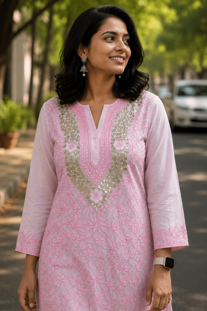 Chanderi Kurti With Gota Patti