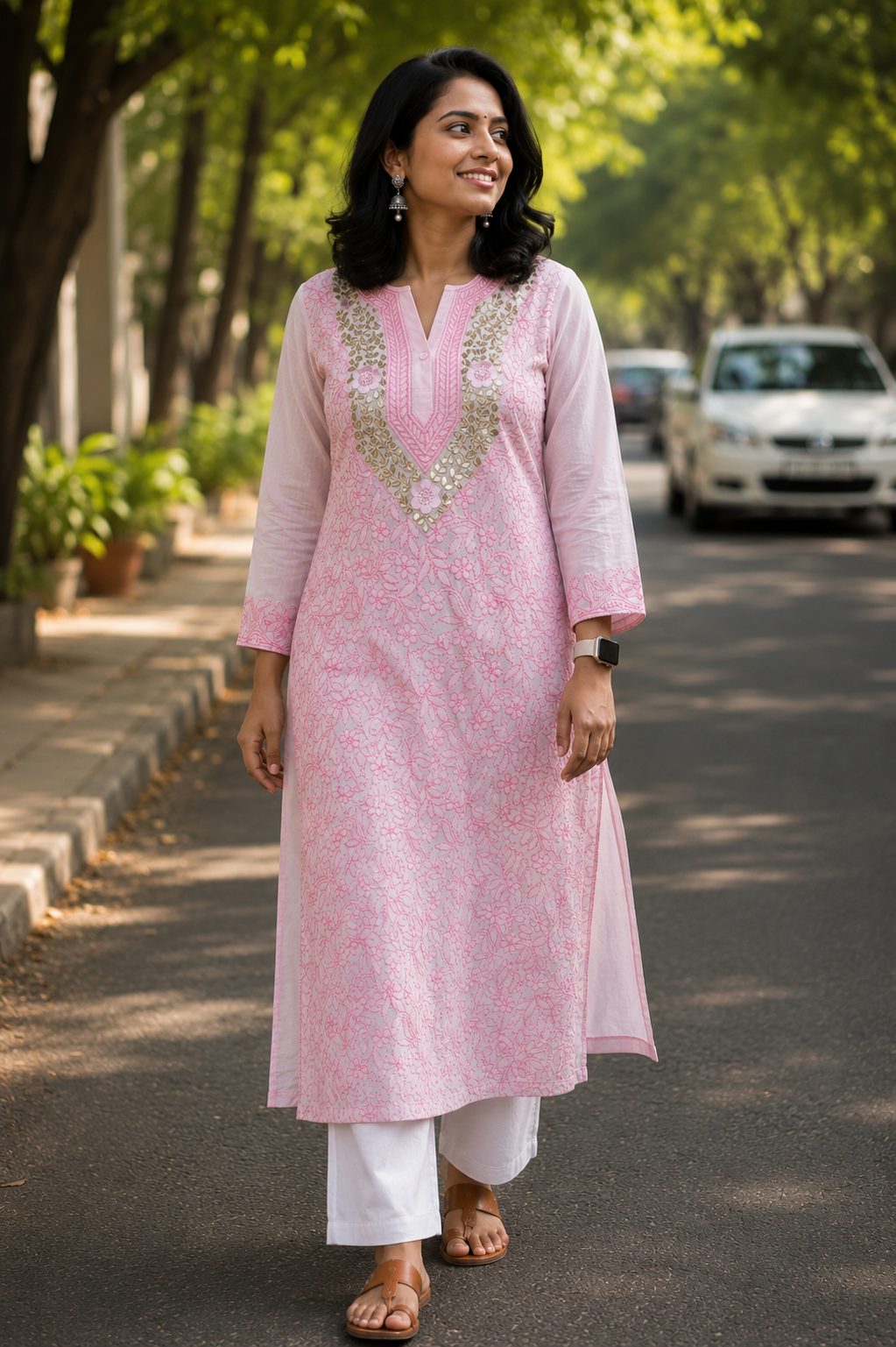 Chanderi Kurti With Gota Patti - Image 1