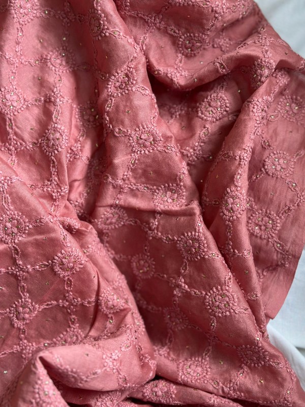 chikankari blouse piece-chanderi blouse piece