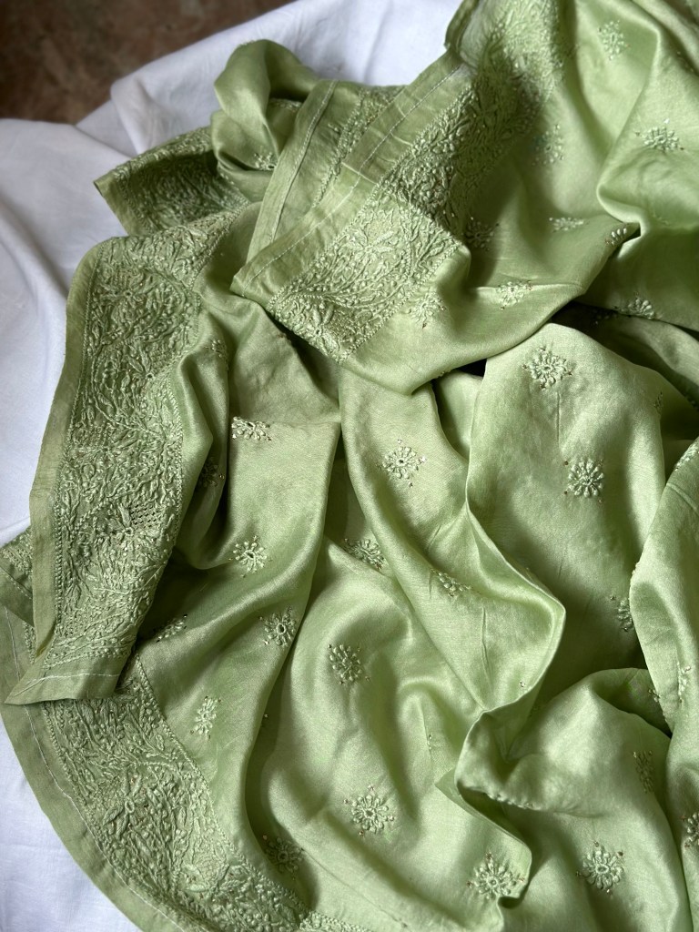 chikankari blouse piece-chanderi blouse piece
