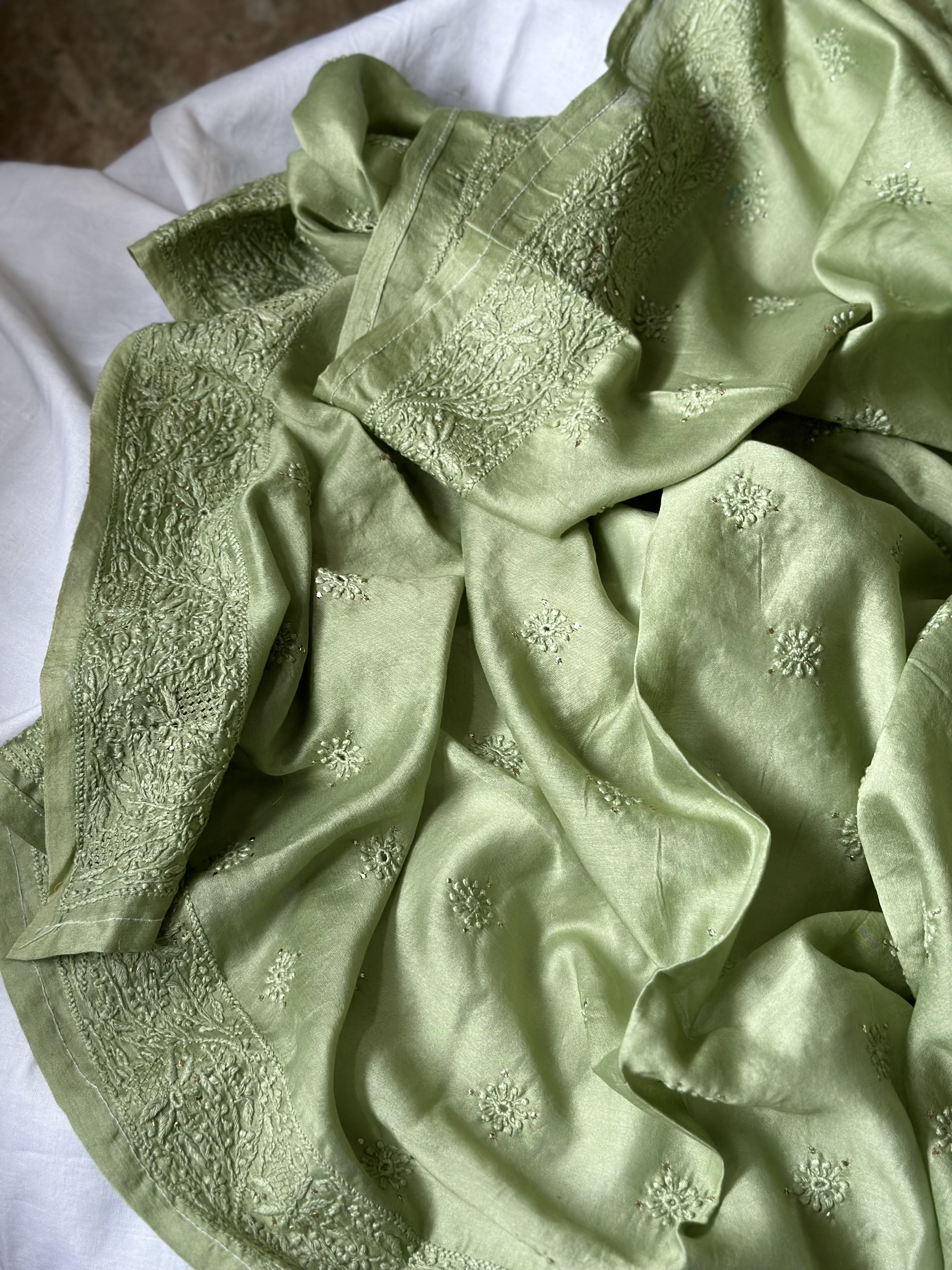 chikankari blouse piece-chanderi blouse piece