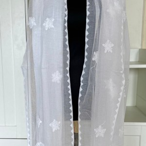 White Kota Doria Applique Dupatta
