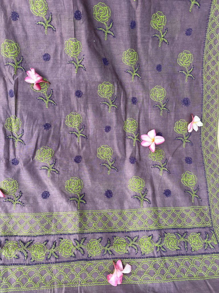 Lilac Pure Chanderi Saree With Blouse