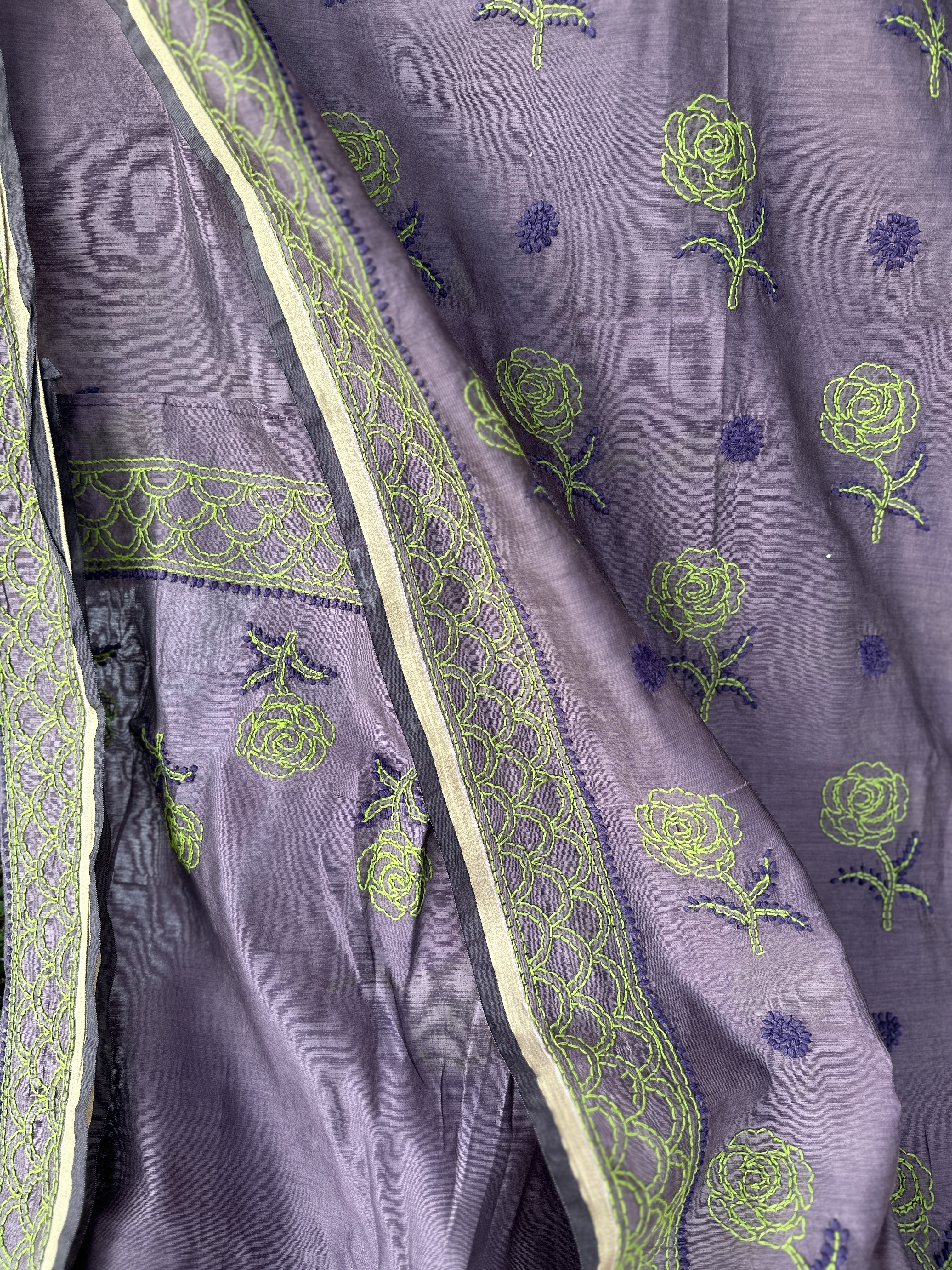 Lilac Pure Chanderi Saree With Blouse - Image 2