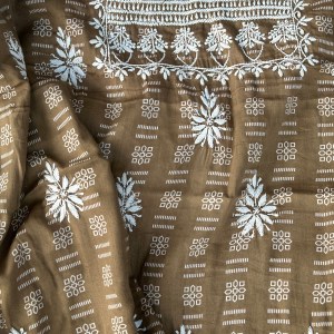 Brown Modal Cotton Chikankari Kurta Piece - Image 2