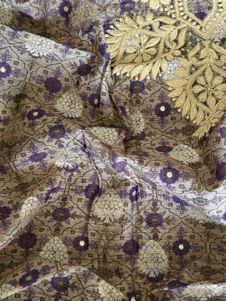 Dusty Lilac Banarasi Muga silk Kurta fabric