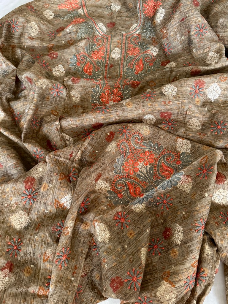 Camel brown Banarasi Muga Silk Kurta Fabric