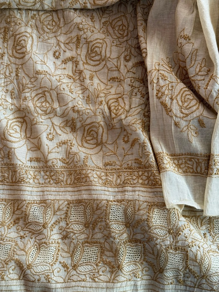 Camel Brown Khadi Kurta Dupatta Fabric