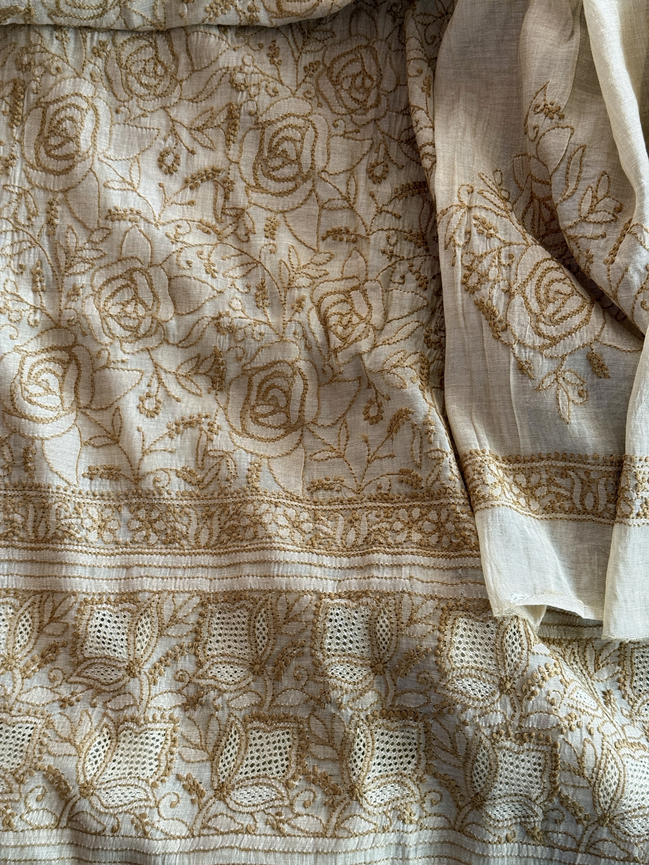 Camel Brown Khadi Kurta Dupatta Fabric - Image 2