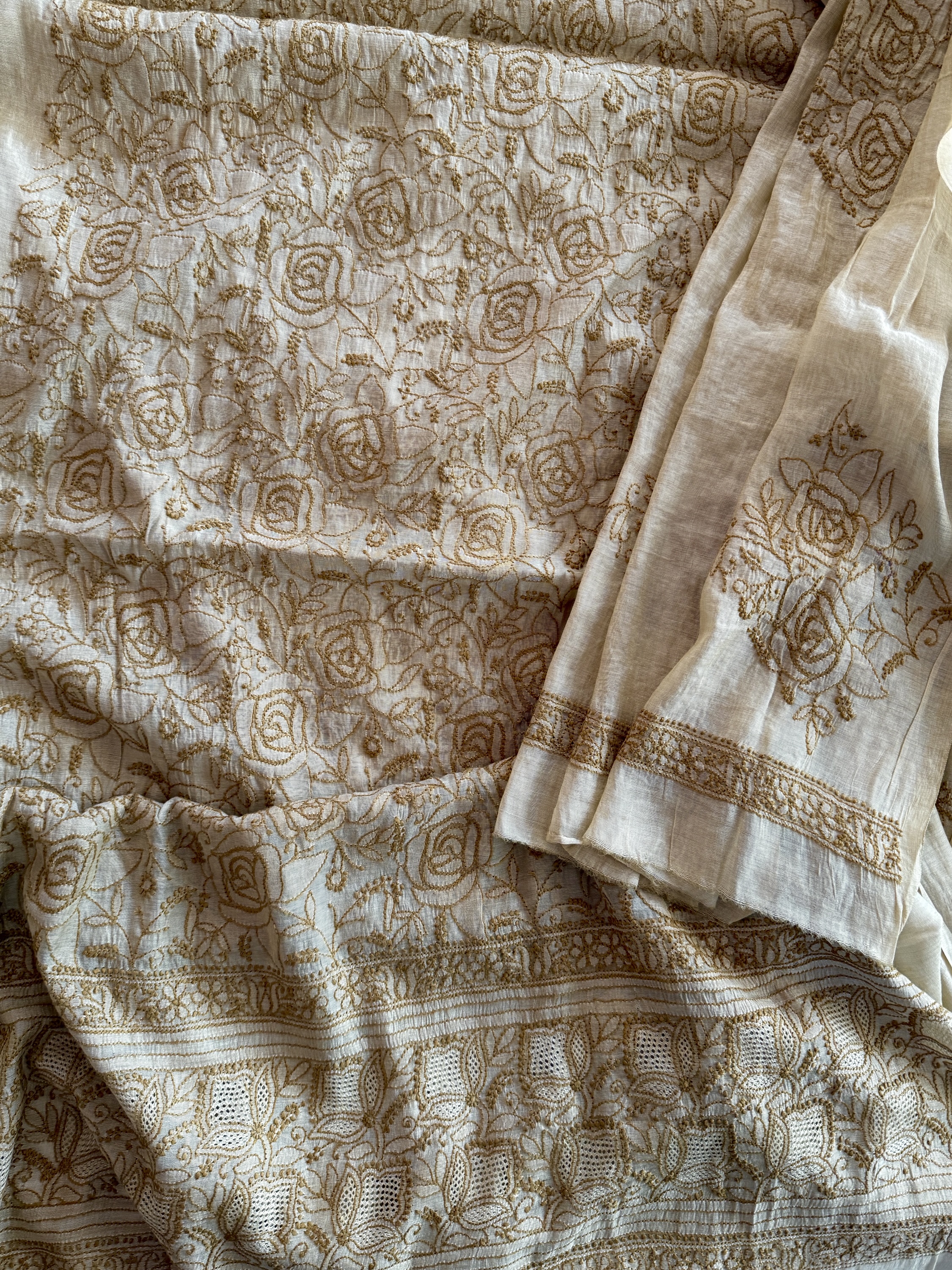 Camel Brown Khadi Kurta Dupatta Fabric - Image 3