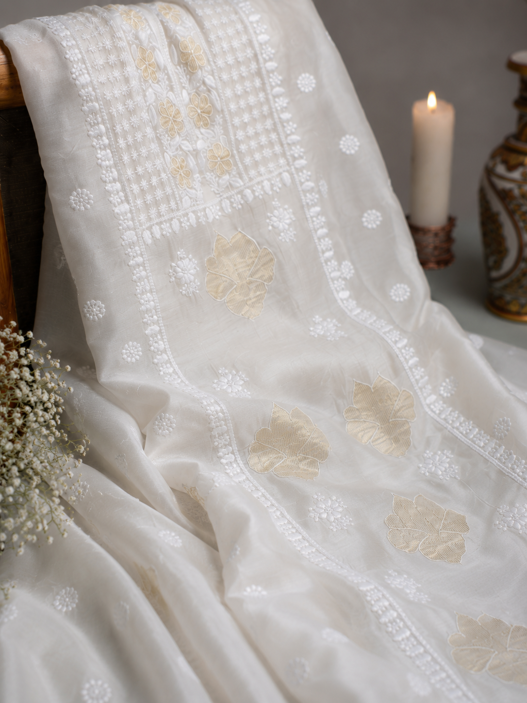 Off-White Pure Chanderi Kurta Fabric - Image 2