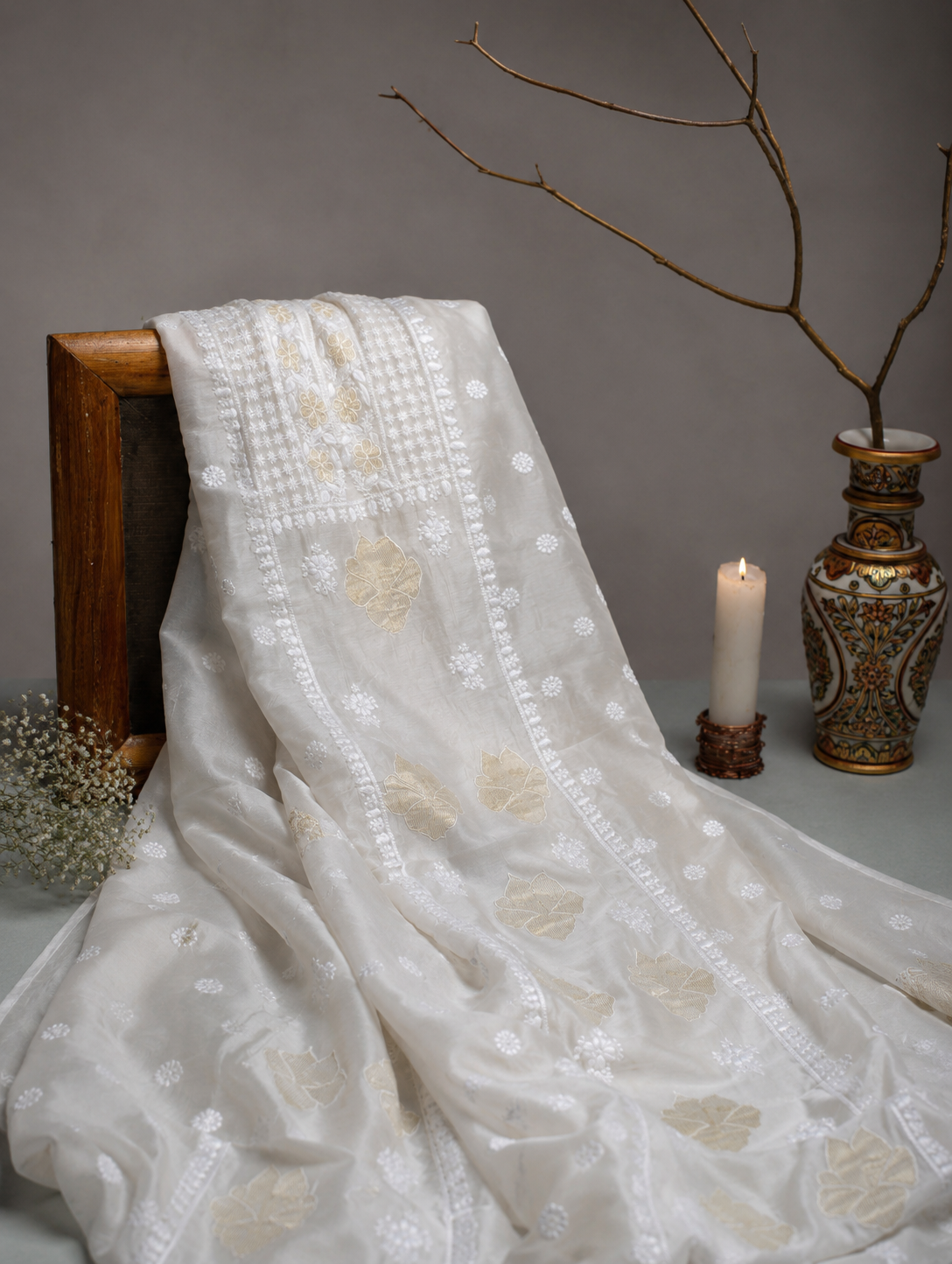 Off-White Pure Chanderi Kurta Fabric - Image 1