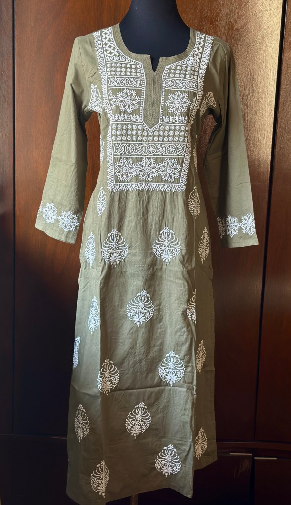 green cotton mul chikankari kurti-casual kurti-office wear kurti