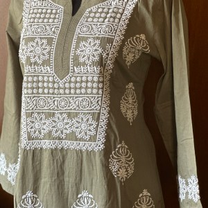 green cotton mul chikankari kurti-casual kurti-office wear kurti