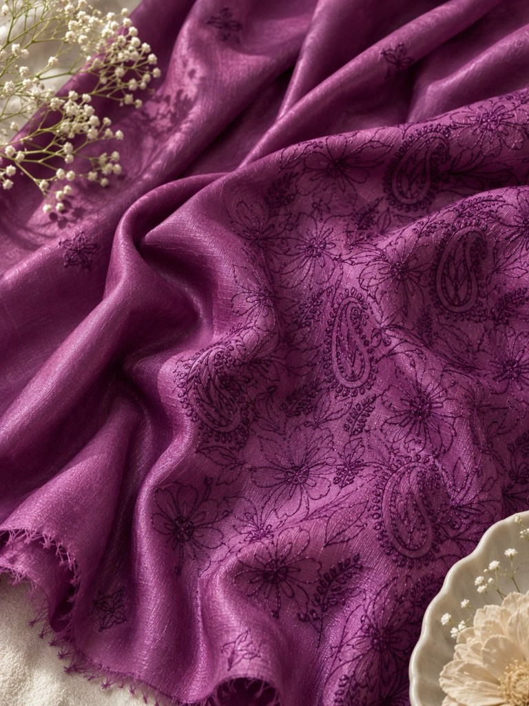 Lilac Tussar Silk Chikankari Kurta Piece
