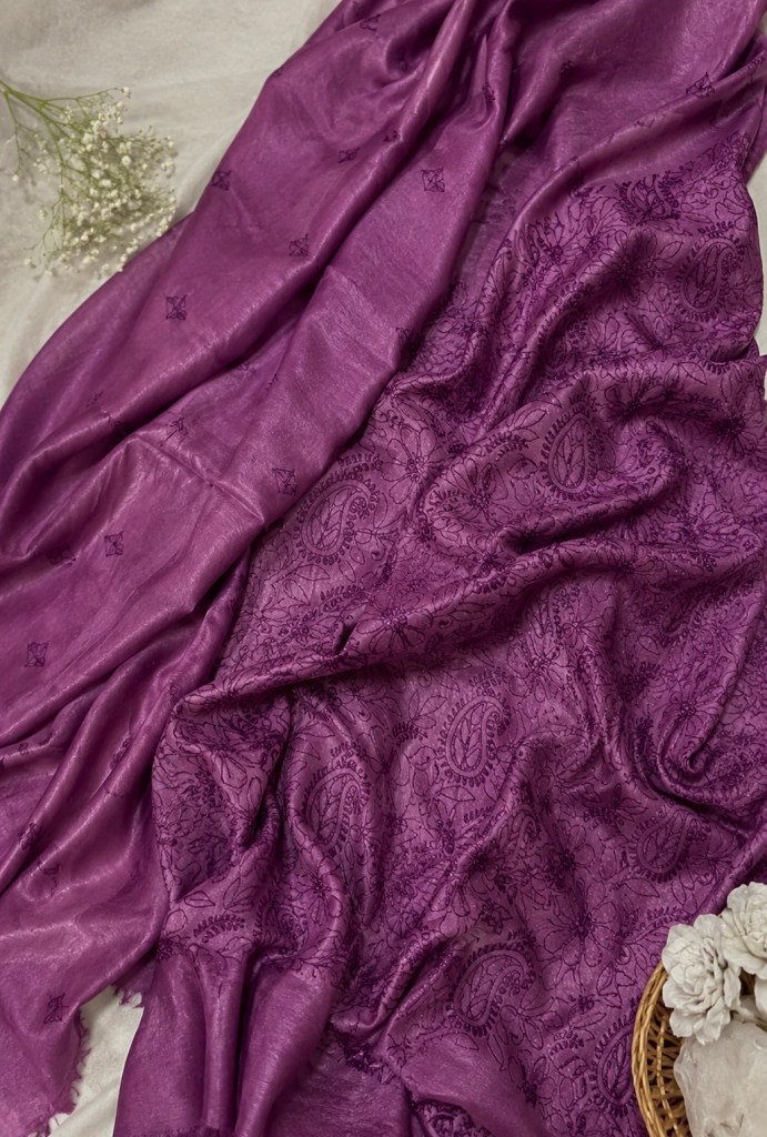 Lilac Tussar Silk Chikankari Kurta Piece
