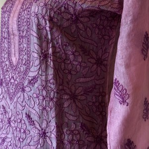 lilac tussar silk chikankari kurti-ready to wear