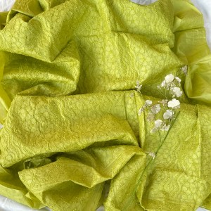 green tussar silk chikankari kurta piece-unstitched