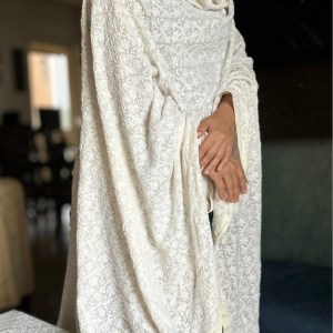 off white pure georgette jaal chikankari dupatta
