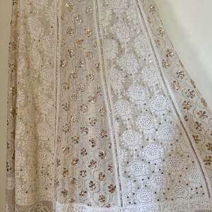 Off-White Pure Georgette Chikankari Lehenga With Kamdani Work. 3 piece set - Image 7