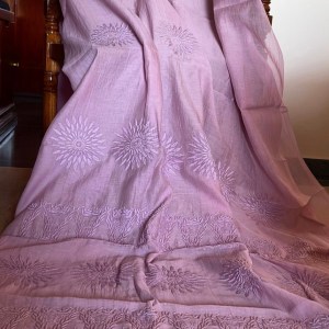 chanderi mulmul chikankari saree