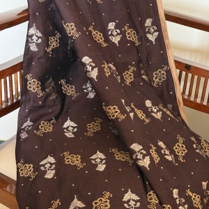 Brown Banarasi Muga silk Chikankari dupatta