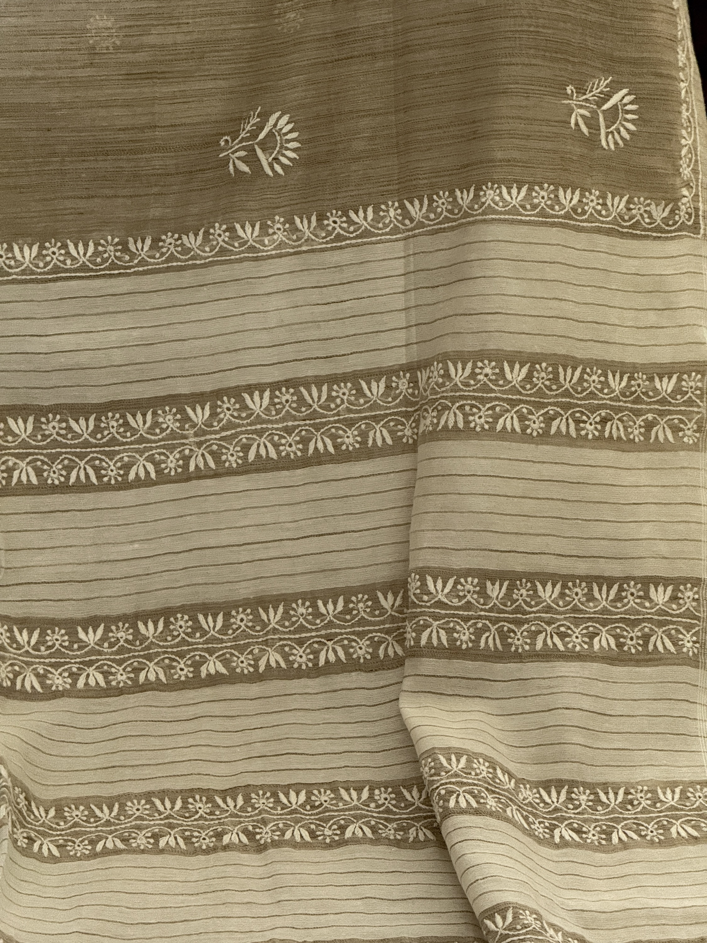 Pure Chanderi khadi texture handwoven Chikankari saree with blouse - Image 2