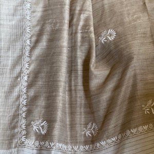 Pure Chanderi khadi texture handwoven Chikankari saree with blouse - Image 3