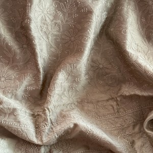 Grey pure Chanderi Chikankari kurta fabric
