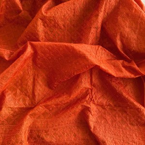 Orange Pure Tussar Silk Chikankari kurta piece - Image 2