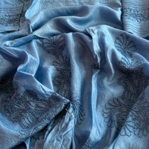 Indigo blue pure Muga Tussar silk ready to wear Chikankari kurti - Image 4