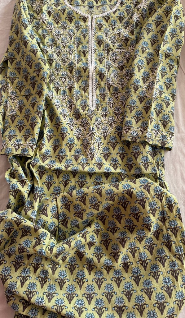 Pure cotton block print ready to wear Chikankari kurti