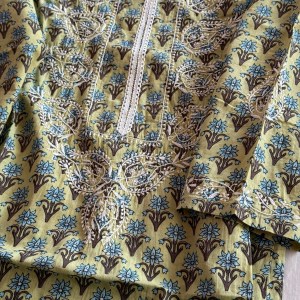 Pure cotton block print ready to wear Chikankari kurti - Image 4
