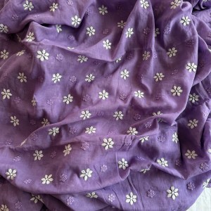 Lilac pure mulmul chikankari kurta fabric