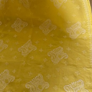 Yellow pure cotton voil Chikankari saree with blouse - Image 2