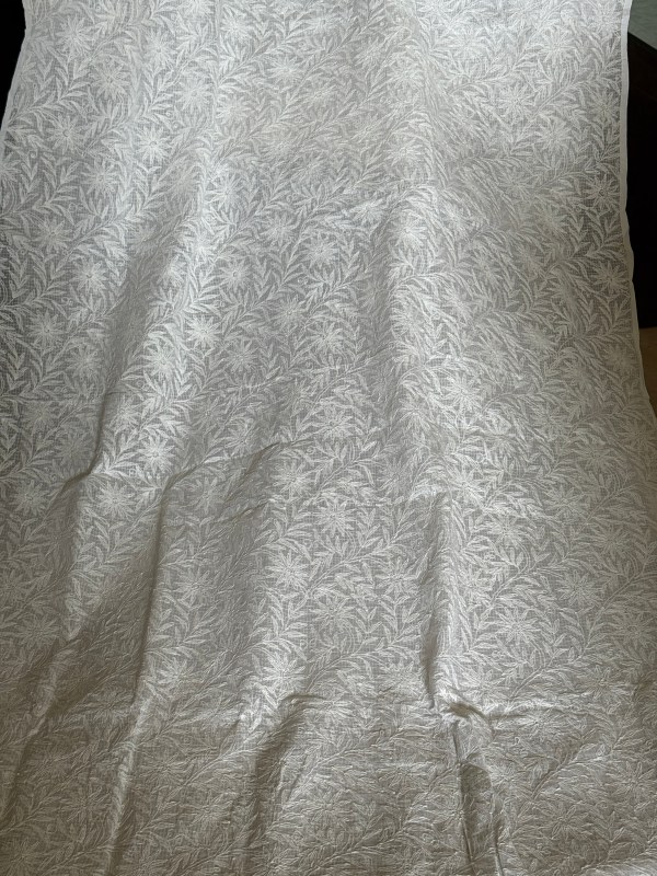Frost white Kota doria allover Tepchi work Chikankari saree