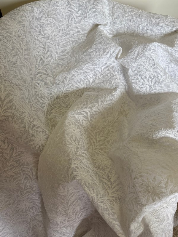 Frost white Kota doria allover Tepchi work Chikankari saree