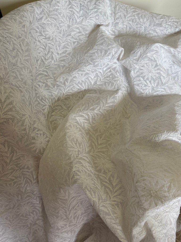 Frost white Kota doria allover Tepchi work Chikankari saree