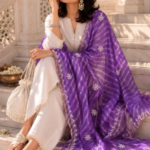 Amethyst hand-tied leheriya dupatta