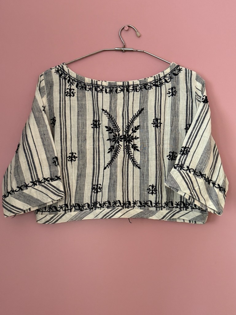 Indigo Kala cotton free size ready to wear vintage Chikankari blouse