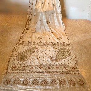 Beige pure Muga Tussar Silk ektaar  Chikankari Saree & blouse