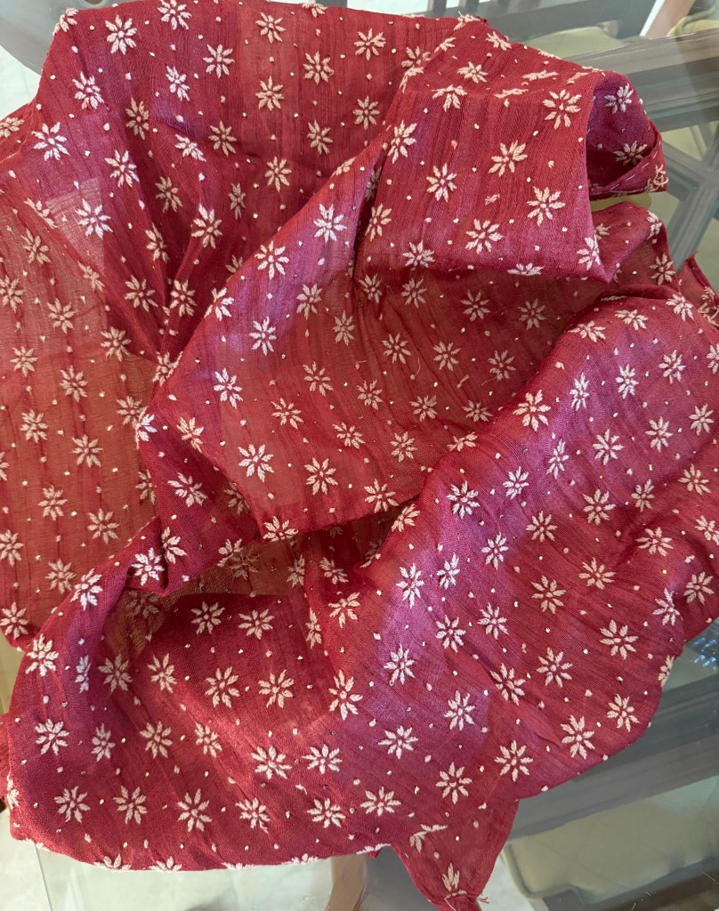 Crimson red silk vintage jaal Chikankari blouse piece