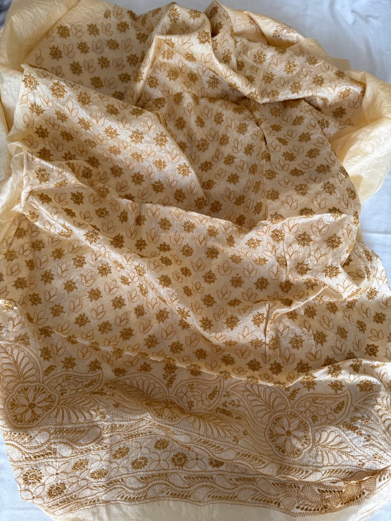 Fawn Tussar Silk Chikankari Kurta Piece