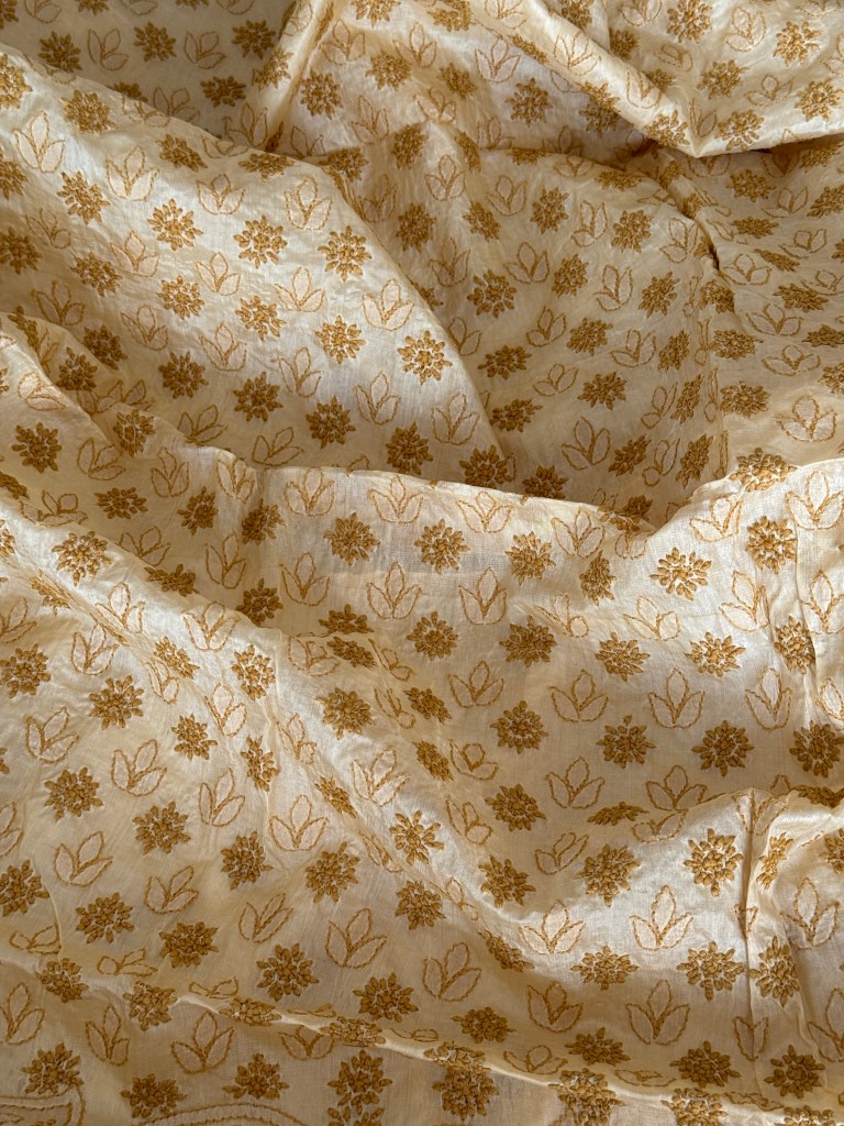 Fawn Tussar Silk Chikankari Kurta Piece